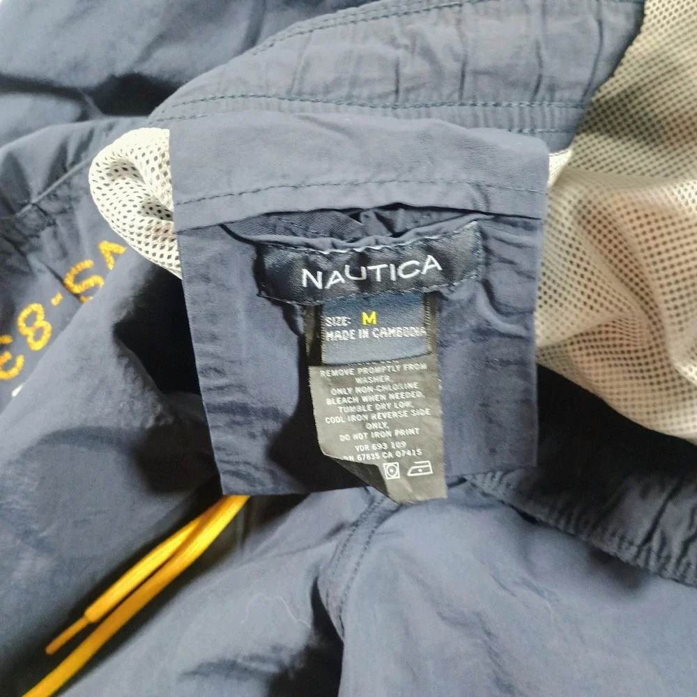Nautica Mens NS-83 Swim Trunks Navy Blue Medium Embroidered Logo